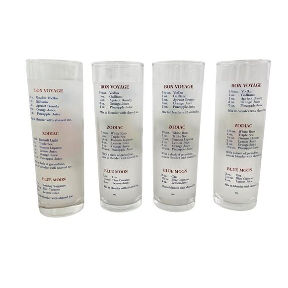 Celebrity Cruises Orchids Frosted High Ball Glasses Drink Recipe – Set of 4 - Picture 9 of 16